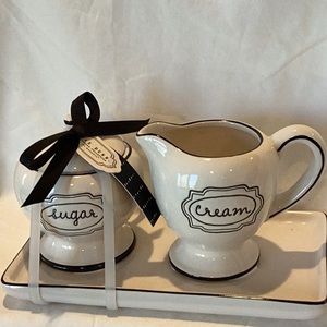 Rae Dunn script cream & sugar set
